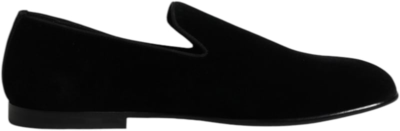 Dolce & Gabbana Black Velvet Slip On Loafers Formal Shoes