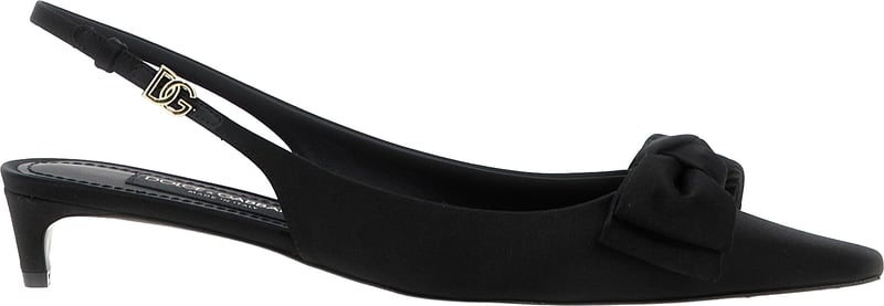 Dolce & Gabbana Black Viscose Mid Heel Pumps