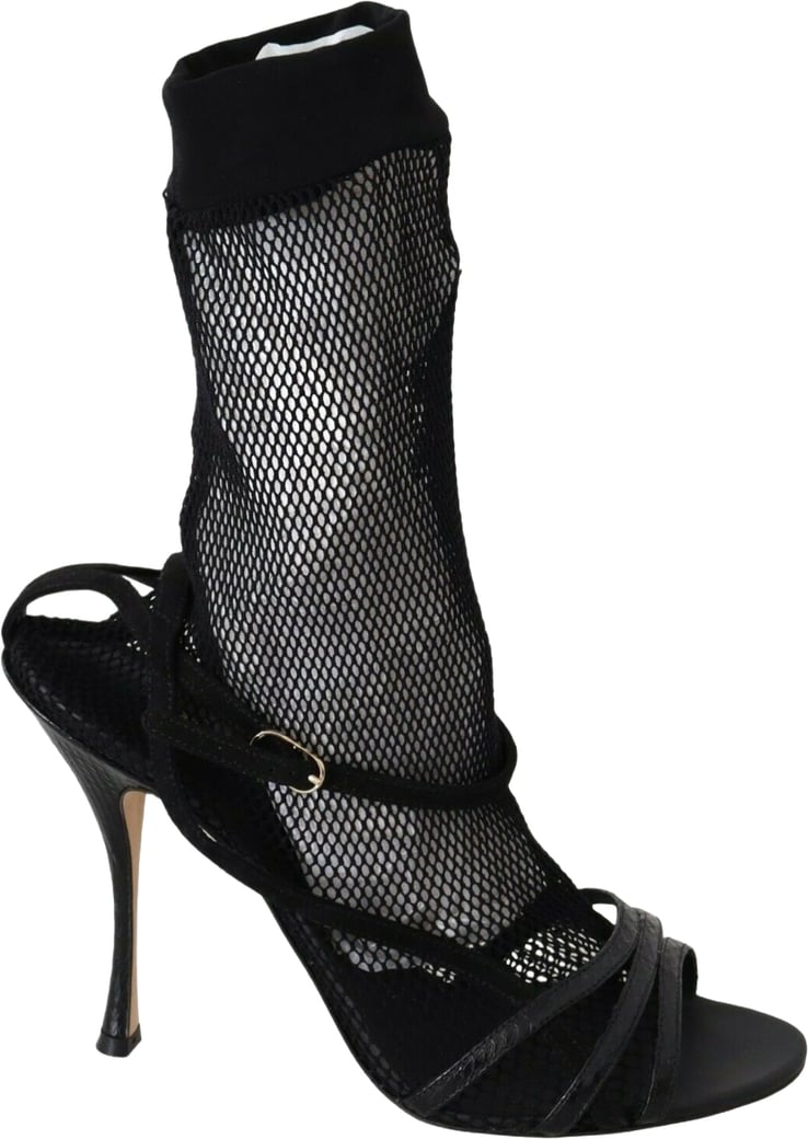 Dolce & Gabbana Black Suede Short Boots Sandals Shoes