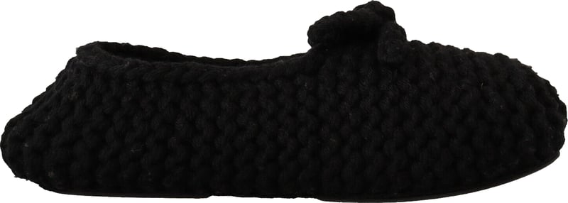 Dolce & Gabbana Black Slip On Ballerina Flats Wool Knit Shoes