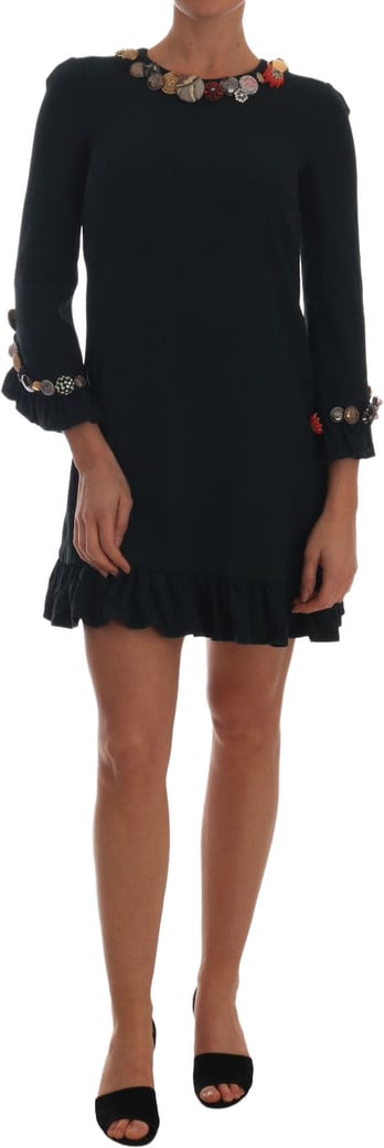Dolce & Gabbana Crystal Green Stretch A-Line Short Dress