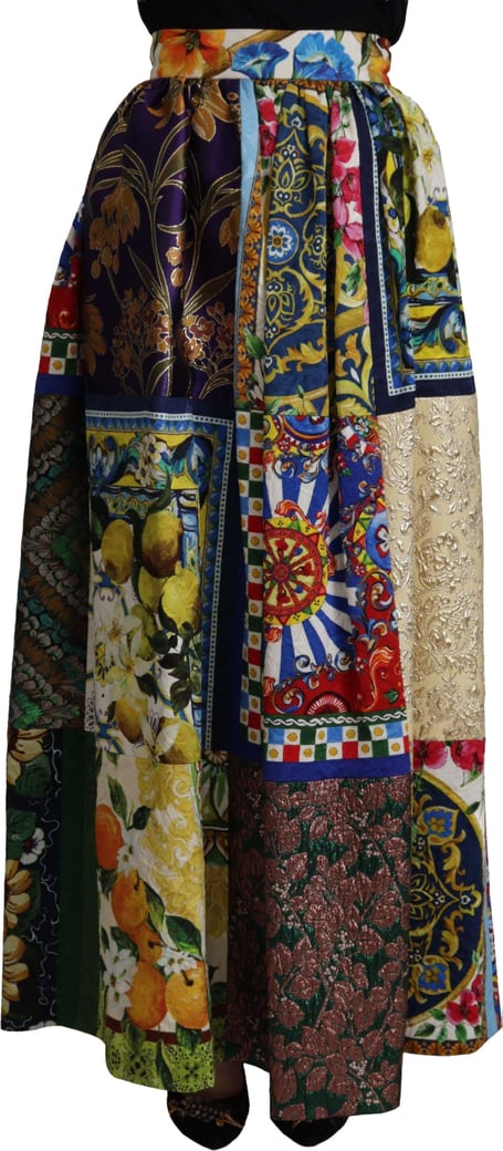 Dolce & Gabbana Multicolor Patchwork Sicily Long Maxi Skirt