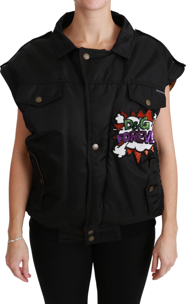 Dolce & Gabbana Black Queen Crown Sequined Bomber Jacket