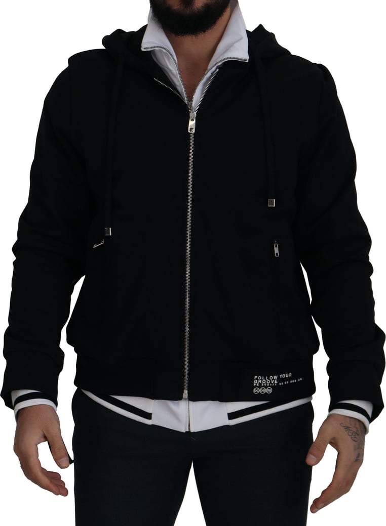 Dolce & Gabbana Black Polyester Hooded Full Zip Jacket