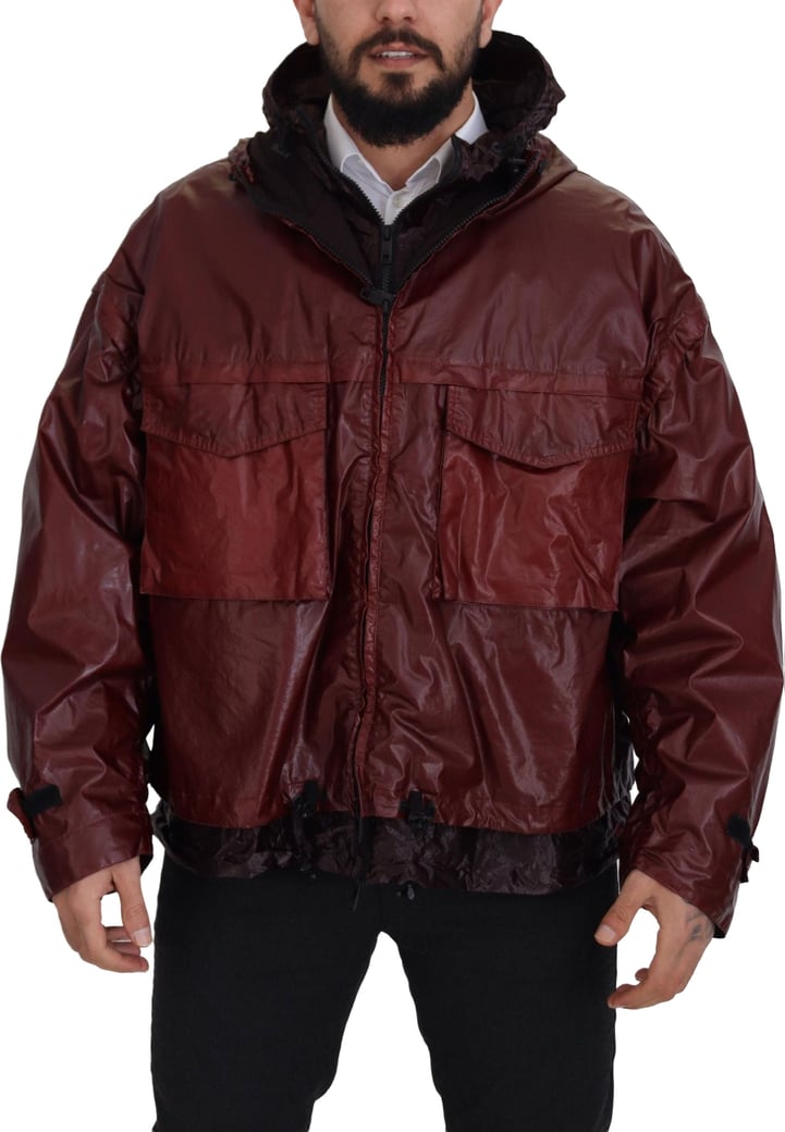 Dolce & Gabbana Bordeaux Cotton Hooded Full Zip Jacket