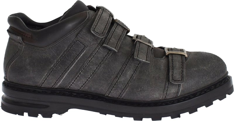 Dolce & Gabbana Gray Leather Ankle Strap Shoes Boots