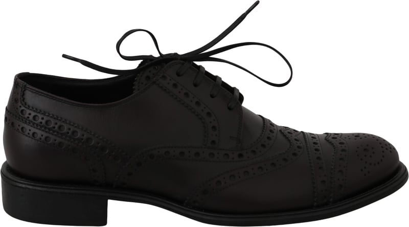 Dolce & Gabbana Black Leather Wingtip Oxford Dress Shoes