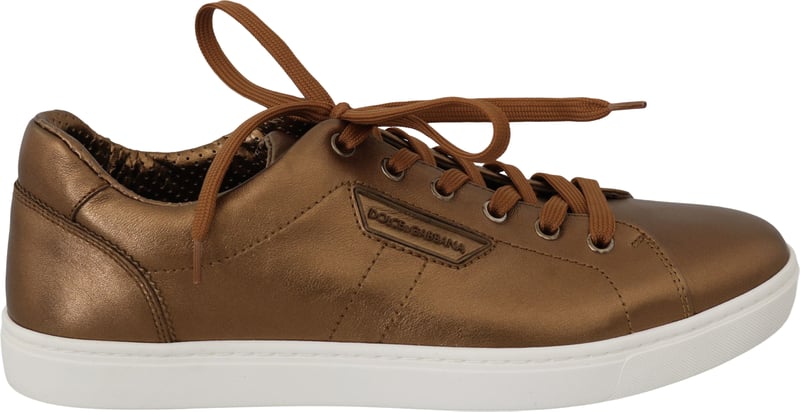 Dolce & Gabbana Gold Leather Mens Casual Sneakers