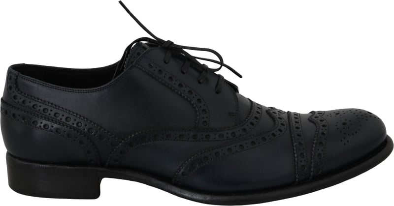 Dolce & Gabbana Dark Blue Leather Wingtip Oxford Dress Shoes
