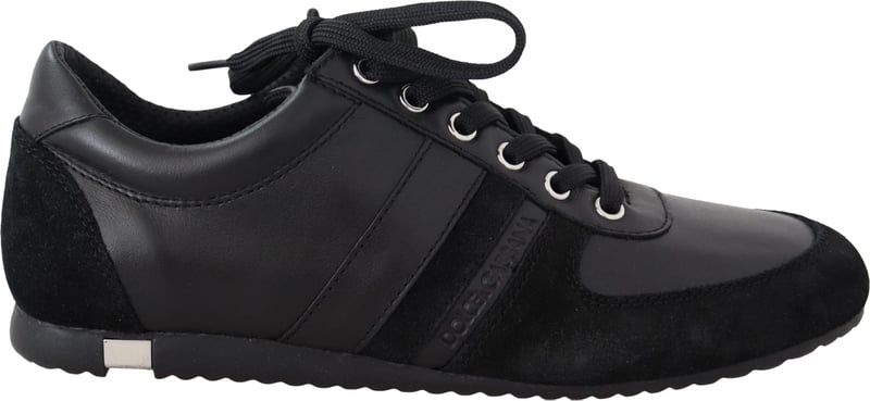 Dolce & Gabbana Black Logo Leather Casual Sneakers Shoes
