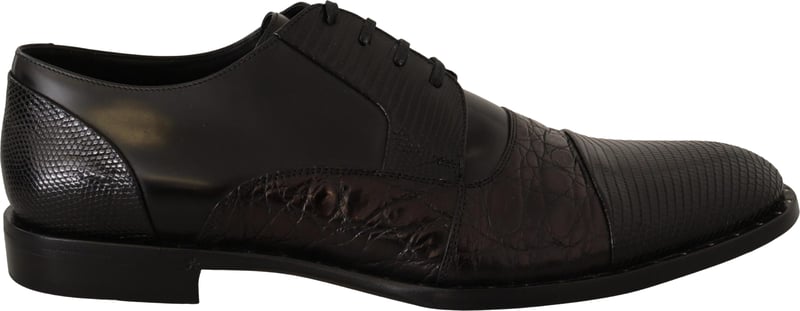 Dolce & Gabbana Black Leather Exotic Skins Formal Shoes
