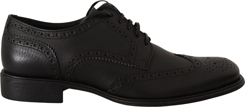 Dolce & Gabbana Black Leather Oxford Wingtip Formal Dress Shoes