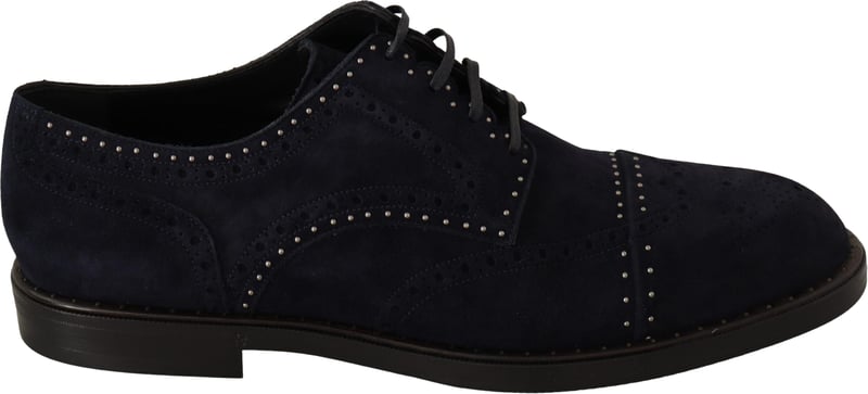Dolce & Gabbana Blue Suede Leather Derby Studded Shoes