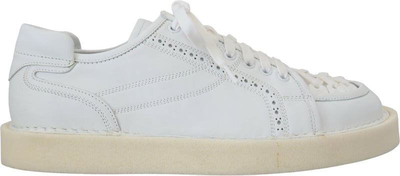Dolce & Gabbana White Leather Low Top Oxford Sneakers Casual Shoes