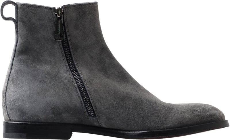 Dolce & Gabbana Gray Leather Men Ankle Boots Shoes