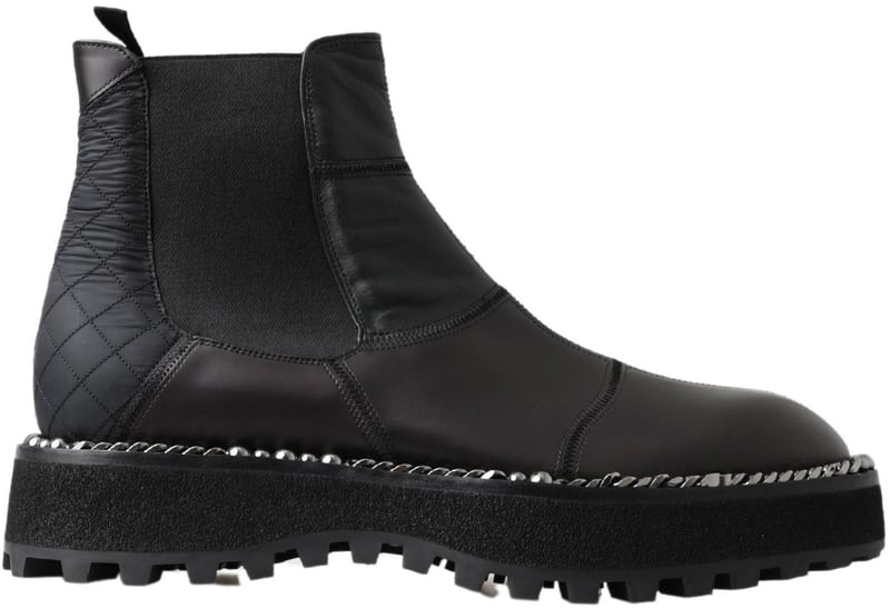 Dolce & Gabbana Black Leather Slip on Stretch Boots