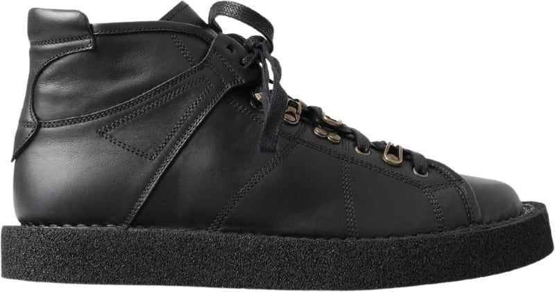 Dolce & Gabbana Black Leather Slip on Stretch Boots