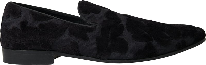 Dolce & Gabbana Black Brocade Loafers Formal Shoes