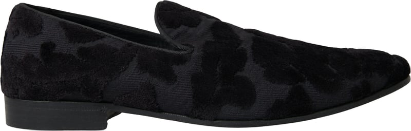 Dolce & Gabbana Black Brocade Loafers Formal Shoes