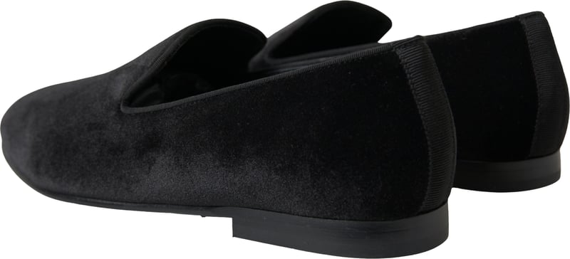Dolce & Gabbana Black Velvet Loafers Formal Shoes