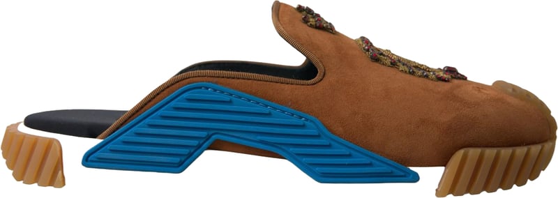 Dolce & Gabbana Brown Suede Crown Logo NS1 Slides Sandals