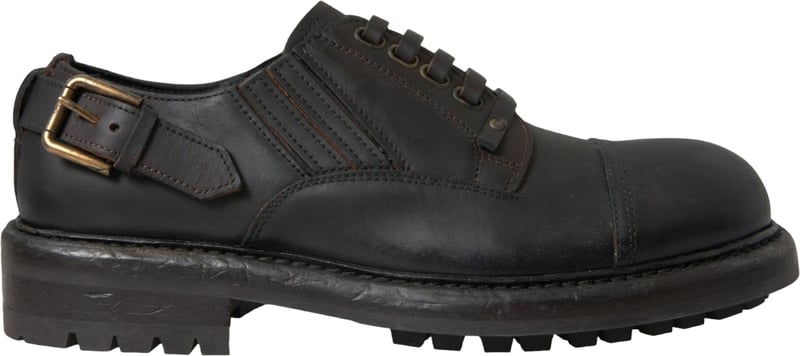 Dolce & Gabbana Brown Leather Lace Up Derby Men Dress Shoes