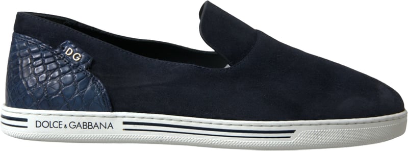 Dolce & Gabbana Blue Suede Caiman Loafers Saint Tropez Shoes