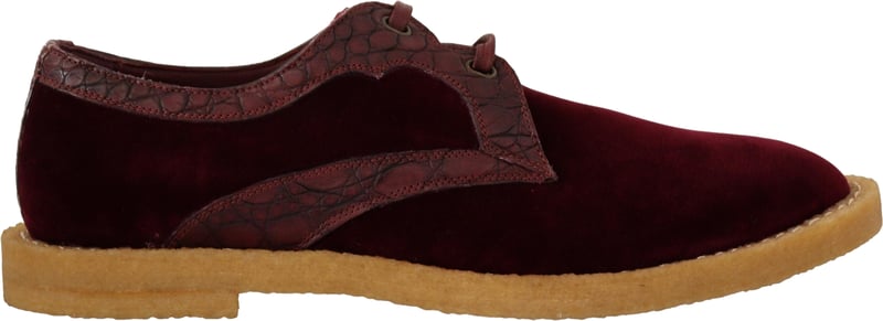 Dolce & Gabbana Bordeaux Velvet Exotic Leather Shoes