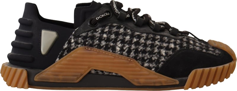 Dolce & Gabbana Black White Fabric Lace Up NS1 Sneakers