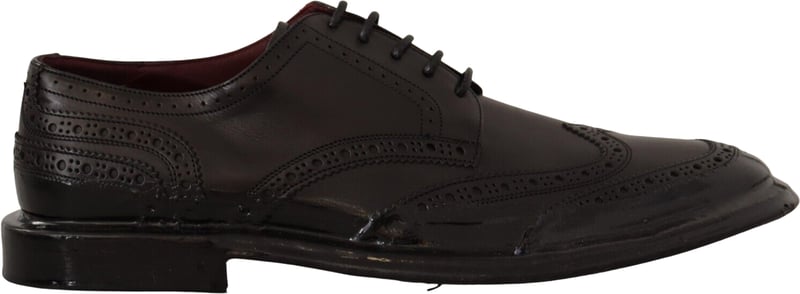 Dolce & Gabbana Black Leather Oxford Wingtip Formal Derby Shoes