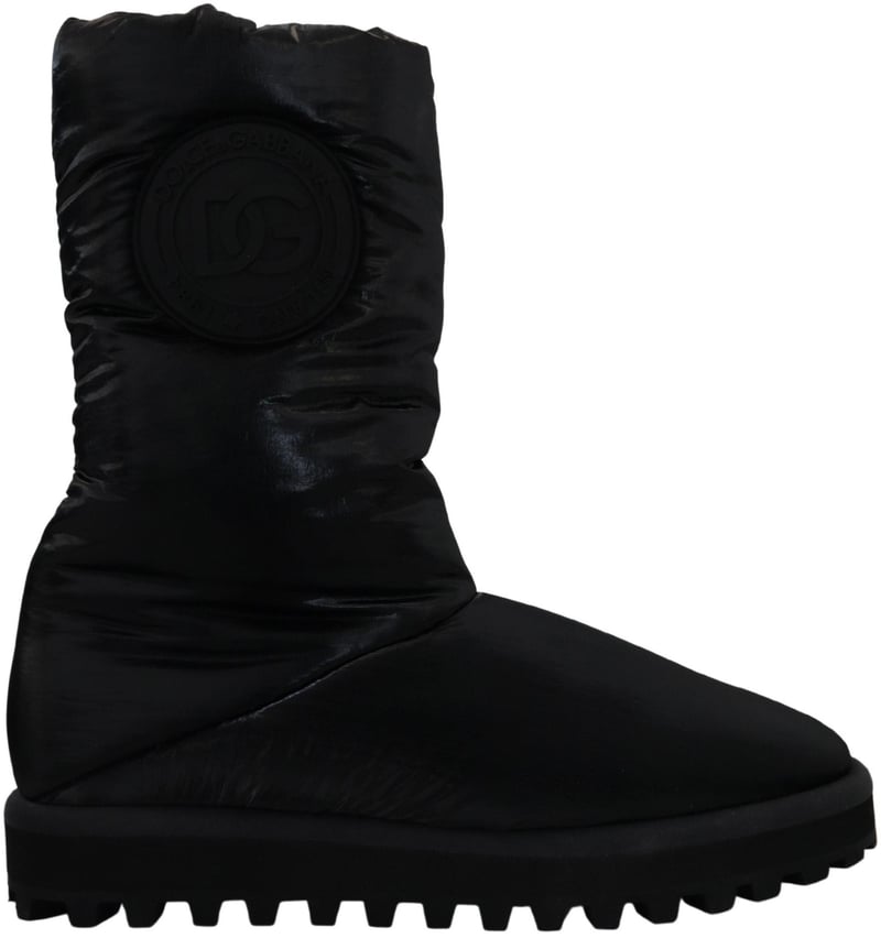 Dolce & Gabbana Black Boots Padded Mid Calf Winter Shoes
