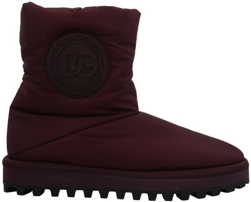 Dolce & Gabbana Bordeaux Nylon Boots Padded Mid Shoes