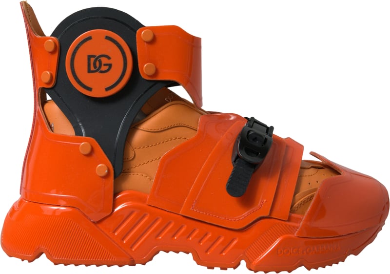 Dolce & Gabbana Orange Multi Panel Chunky High Top Sneakers Shoes