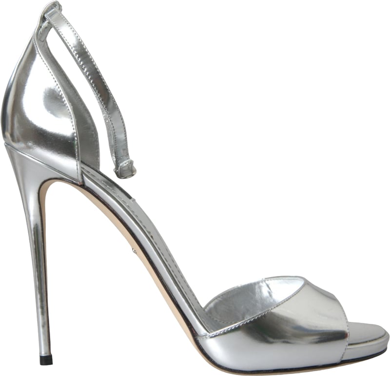 Dolce & Gabbana Silver KEIRA Leather Heels Sandals Shoes