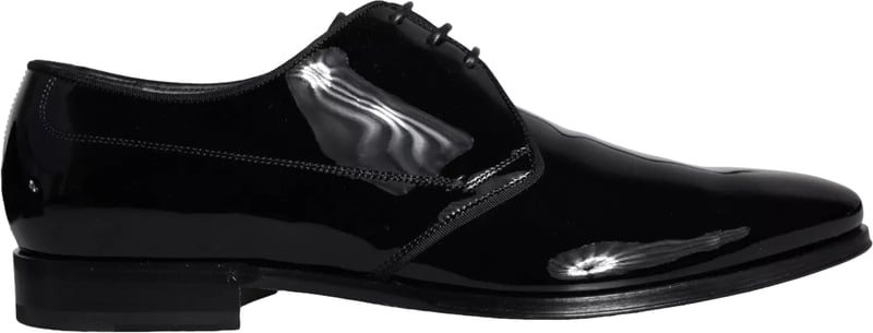 Dolce & Gabbana Black Calfskin Leather Derby Men Dress Shoes