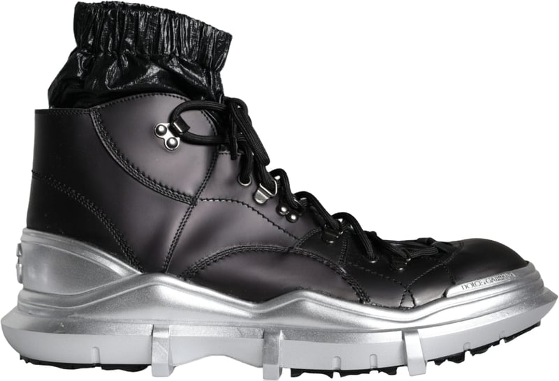 Dolce & Gabbana Black Nylon Galileo High Top Sneakers Shoes