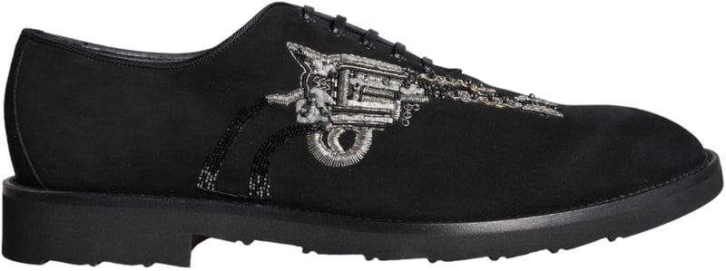 Dolce & Gabbana Black Suede Sicilia Lace Up Formal Shoes