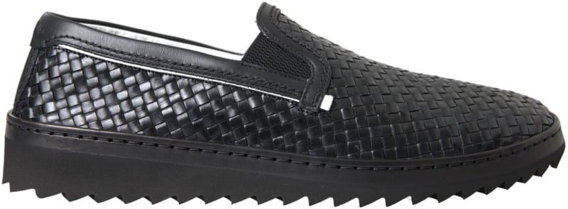 Dolce & Gabbana Black Woven Buffalo Leather Men Loafers Shoes