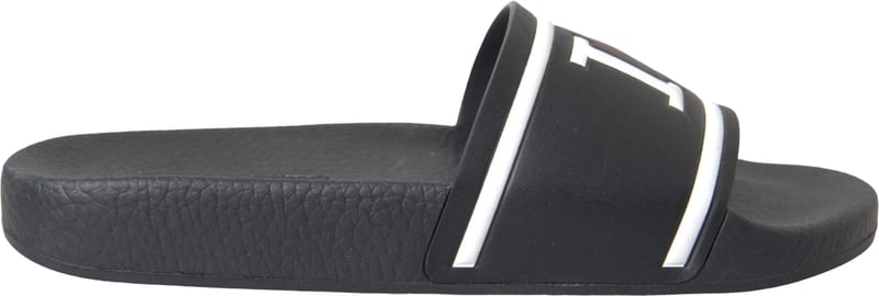 Dolce & Gabbana Black Leather I Love D&G Sandals Slides Shoes