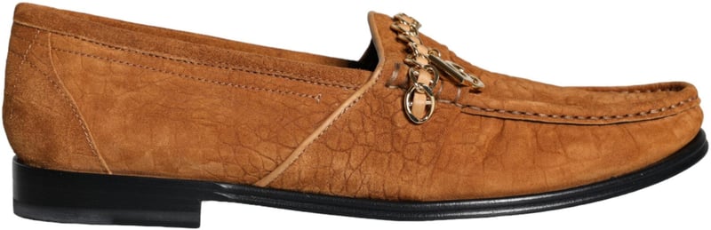 Dolce & Gabbana Brown Velvet Leather Logo Mocassin Slip On Shoes