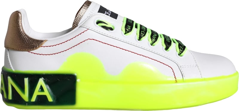 Dolce & Gabbana White Leather Portofino Low Top Sneakers Shoes