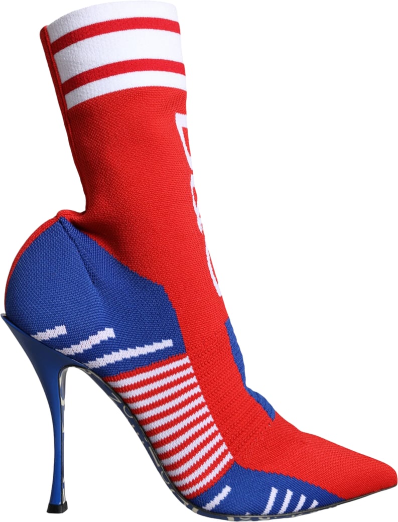 Dolce & Gabbana Red Blue Stretch Sock Style Ankle Boots Logo Shoes