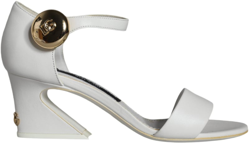Dolce & Gabbana White Leather Heels Keira Sandals Shoes