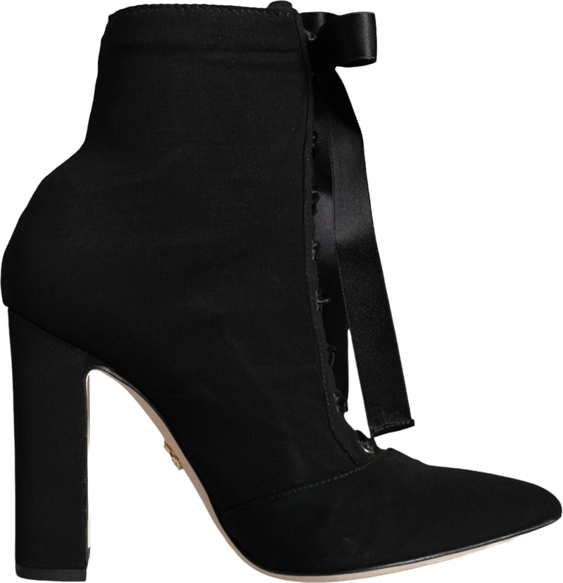 Dolce & Gabbana Black Jersey Stretch Ankle Booties Shoes