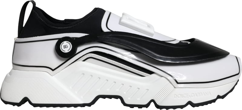 Dolce & Gabbana White Black Logo Plaque Daymaster Sneakers Shoes