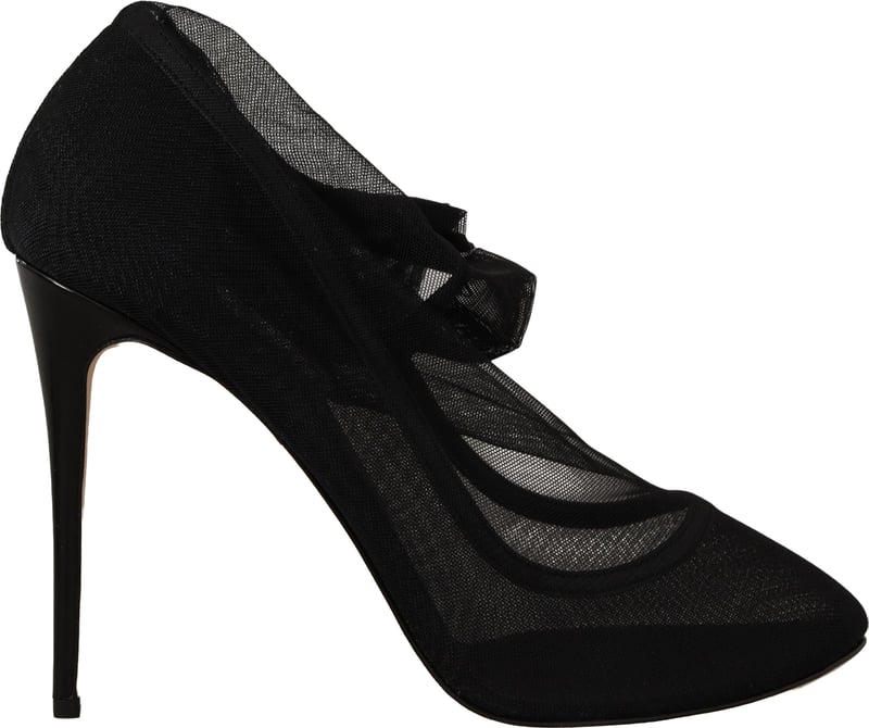 Dolce & Gabbana Black Stretch Tulle Stretch Boots Shoes