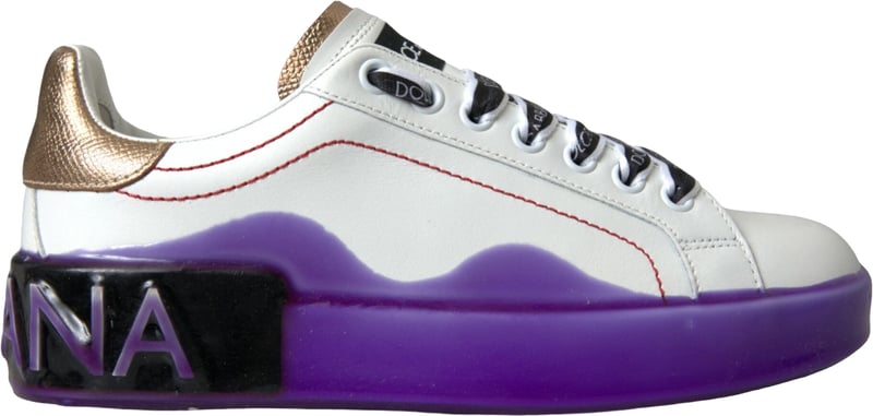 Dolce & Gabbana White Leather Portofino Low Top Sneakers Shoes