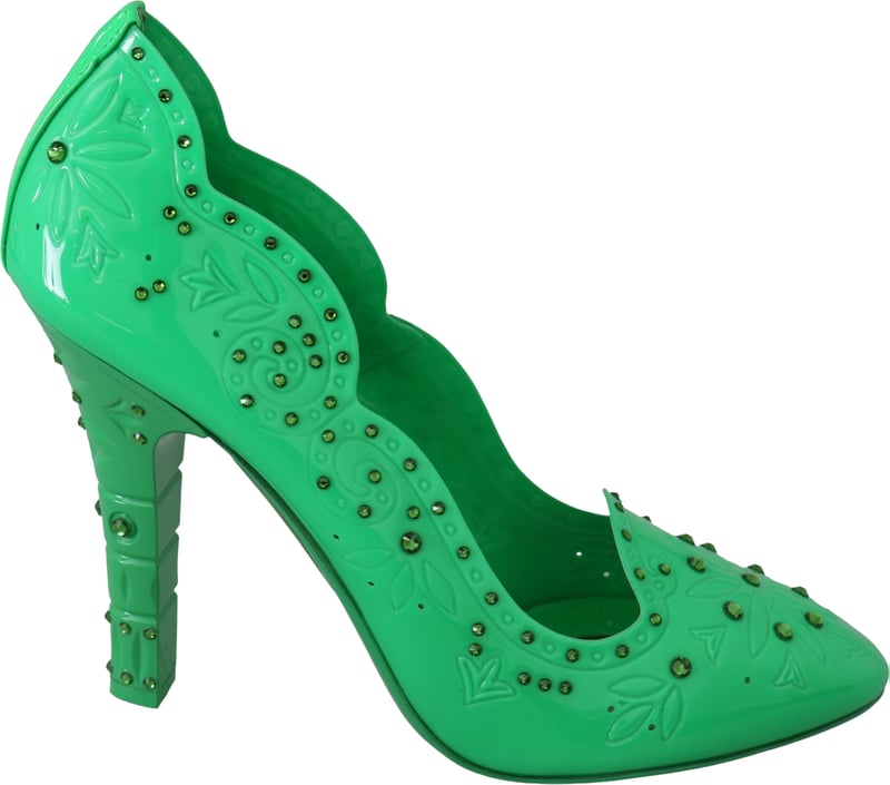 Dolce & Gabbana Green Crystal Floral Heels CINDERELLA Shoes
