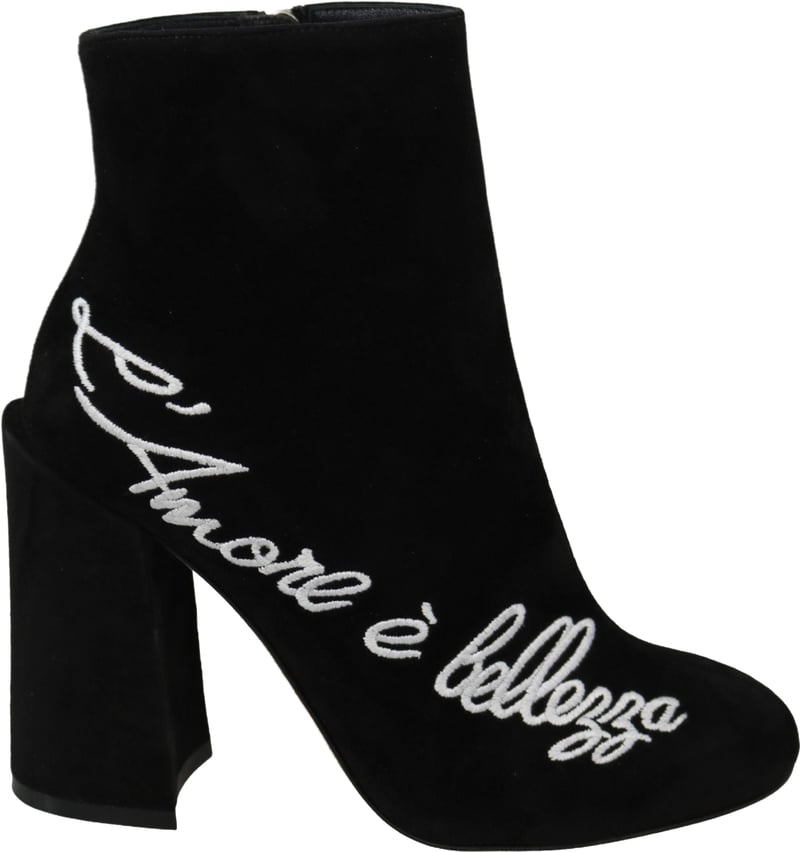 Dolce & Gabbana Black Suede L'Amore E'Bellezza Boots Shoes
