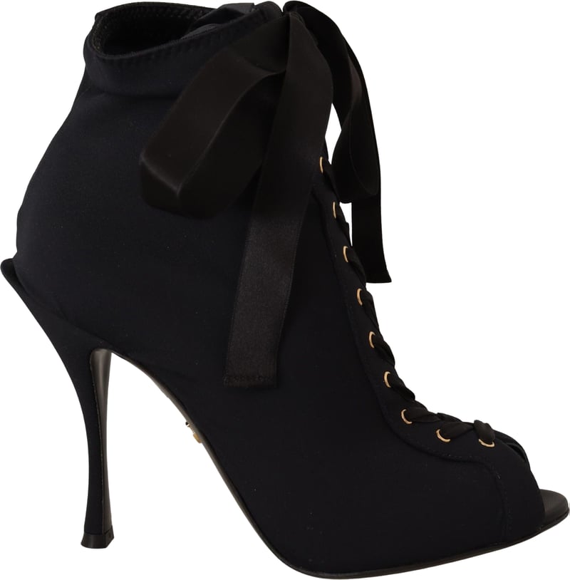 Dolce & Gabbana Black Stretch Short Ankle Boots Shoes